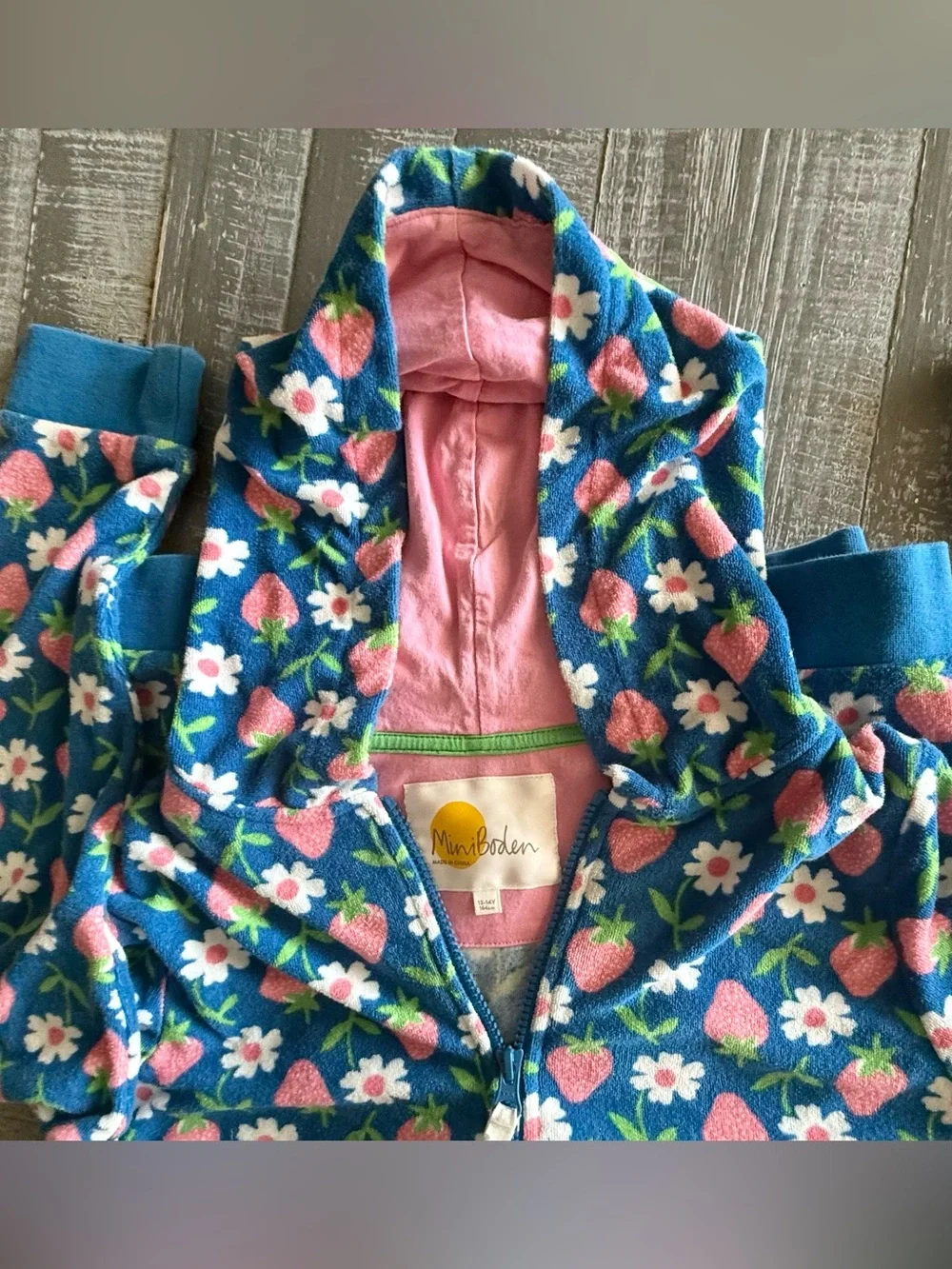 Mini Boden blue hooded
